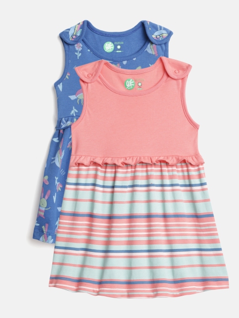 

YK Infant Girls Pack of 2 A-Line Dresses, Peach