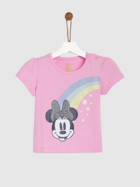 

YK Disney Infant Girls Pink Printed Round Neck Top