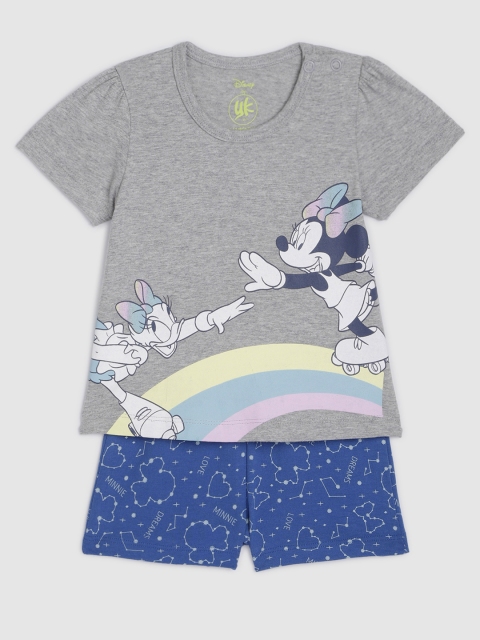 

YK Disney Infant Girls Grey & Blue Printed Minnie Night Suit