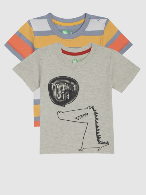

YK Infant Boys Multicolored Pack Of 2 Printed T-shirts, Multi