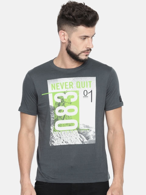 

Proline Active Men Grey Printed Round Neck Pure Cotton T-shirt