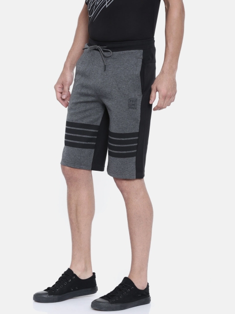 

Proline Active Men Charcoal Grey & Black Striped Narrow Fit Sports Shorts