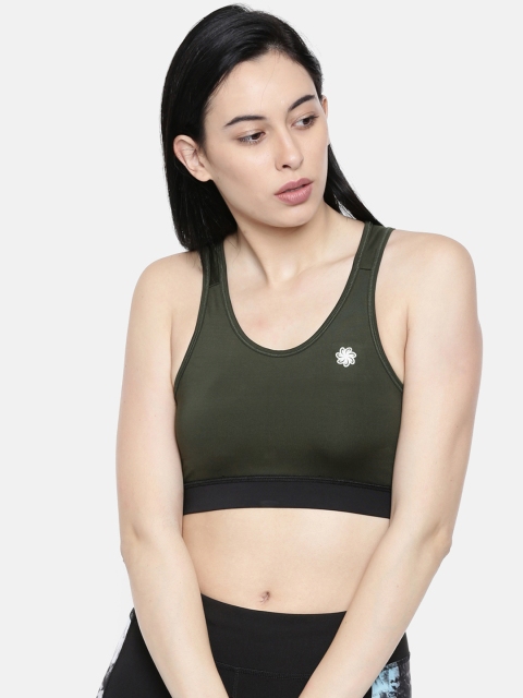 

Proline Active Olive Green Solid Non-Wired Lightly Padded Sports Bra