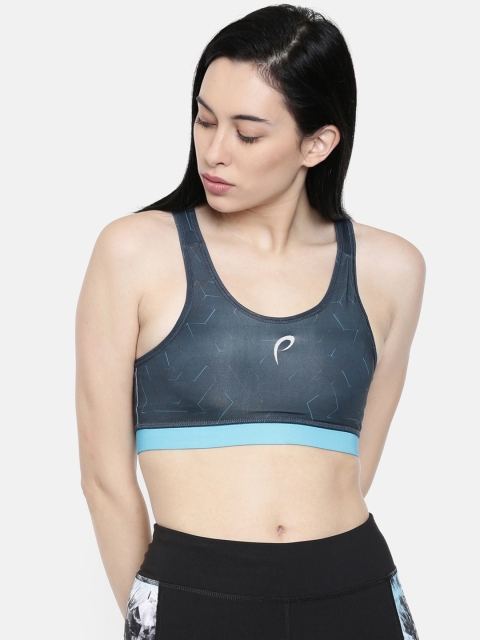 

Proline Active Navy Blue Printed Non-Wired Lightly Padded Sports Bra