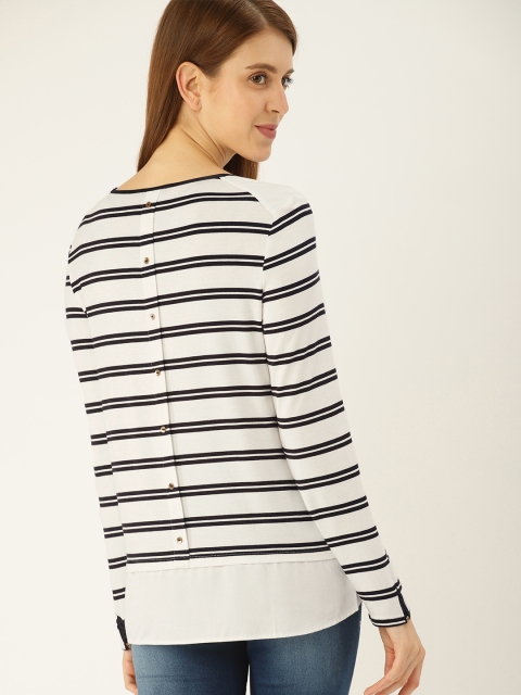 

ESPRIT Women White & Black Striped Top