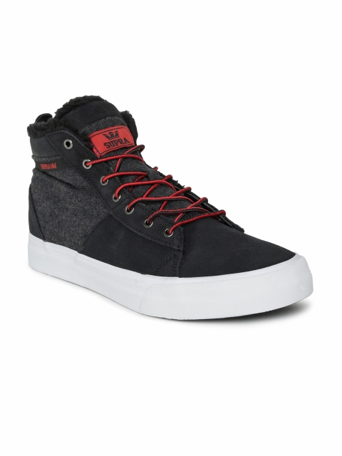 

Supra Men Black Solid Suede Mid-Top Sneakers