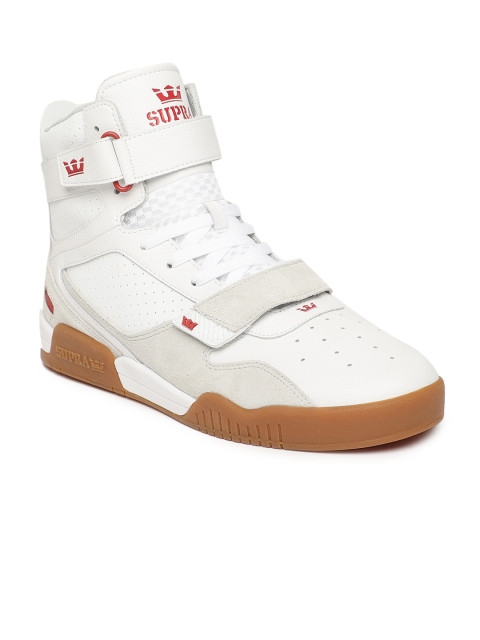 

Supra Men White BREAKER Mid-Top Leather Sneakers