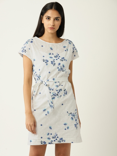 

ESPRIT Women White Printed A-Line Dress