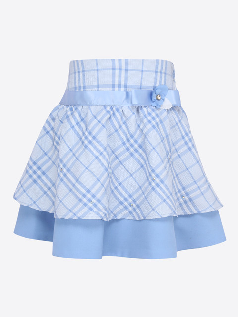 

CUTECUMBER Girls Blue Checked Flared Skirt