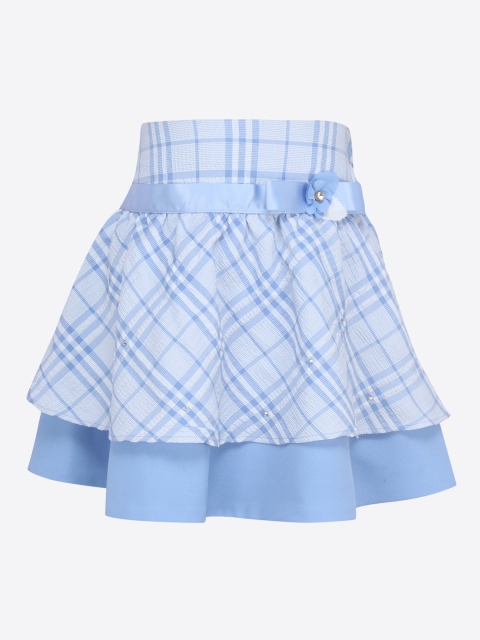 

CUTECUMBER Girls Blue Checked Flared Skirt