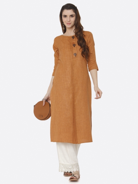 

shiloh Women Orange & White Solid Kurta with Palazzos