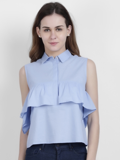 

LA LOFT Women Blue Regular Fit Solid Casual Shirt