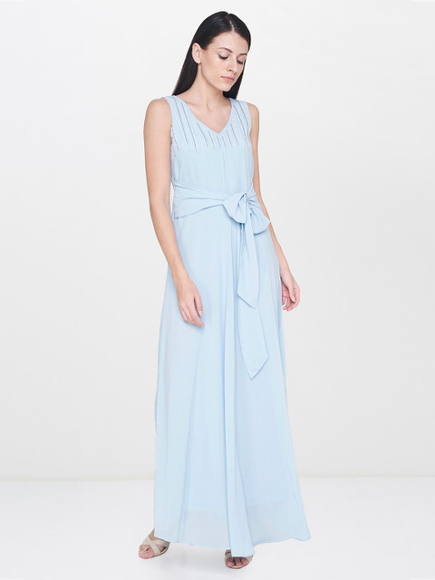 

AND Women Blue Solid Maxi Dress