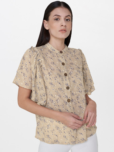

AND Women Beige Printed Shirt Style Top