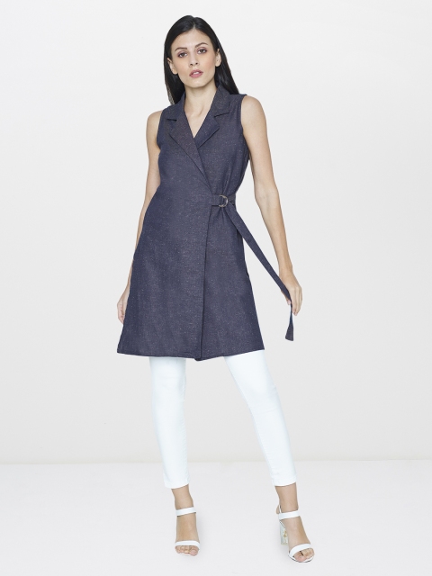 

AND Women Navy Solid Wrap Tunic, Navy blue