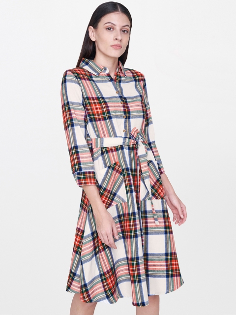 

AND Women MulticoloredChecked A-Line Dress, Multi