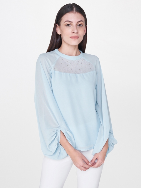 

AND Women Blue Solid Regular Top