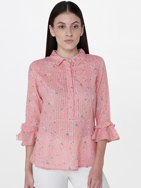 

AND Women Pink Printed Shirt Style Top
