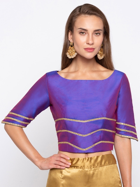 

Just B Women Purple Solid Saree Blouse