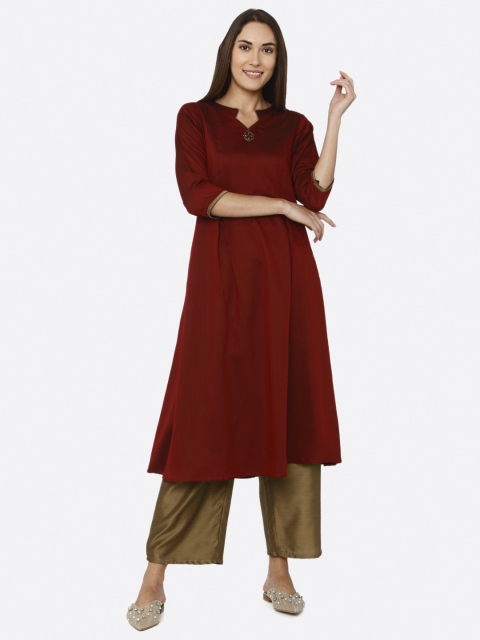

shiloh Women Maroon Solid A-Line Kurta