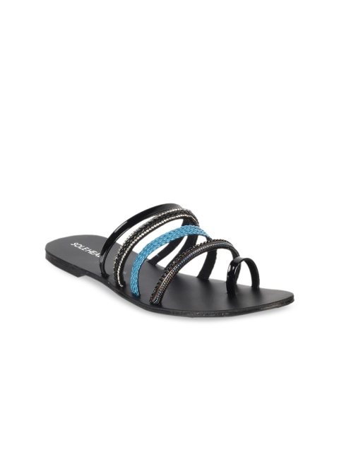 

SOLE HEAD Women Black Textured One Toe Flats