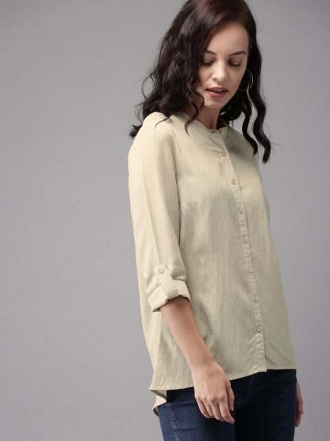 

HERE&NOW Women Beige Solid Casual Shirt