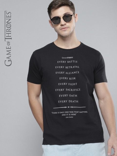 

Game of Thrones by Kook N Keech Men Black Printed T-shirt