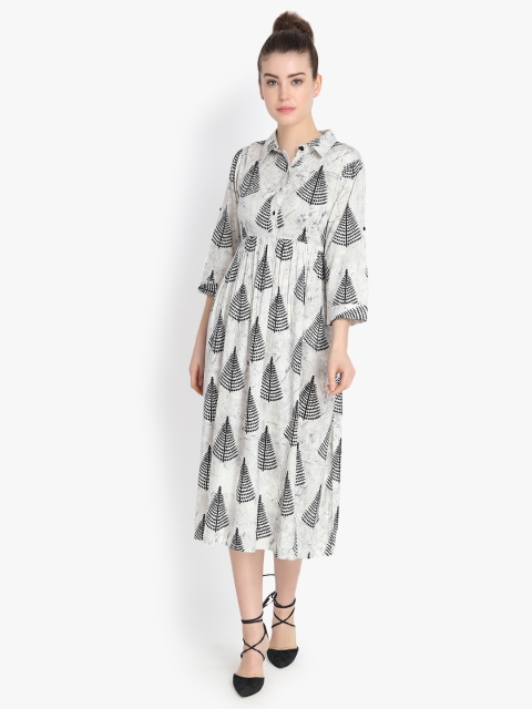 

Color Cocktail Women White & Black Shirt Dress