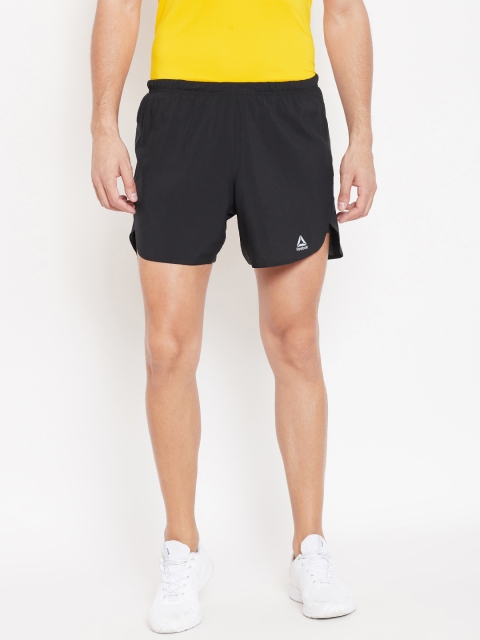 

Reebok Men Black Solid Run Essentials Two-in-One Shorts