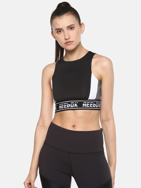 

Reebok Women Black & Grey Colourblocked Workout MYT Bralette DU4816