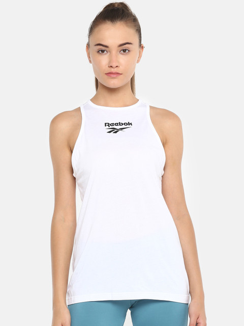

Reebok Classic Women White Solid Vector Top