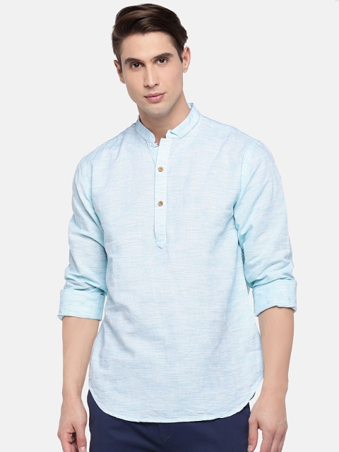 

Cottonworld Men Turquoise Blue Regular Fit Solid Casual Shirt