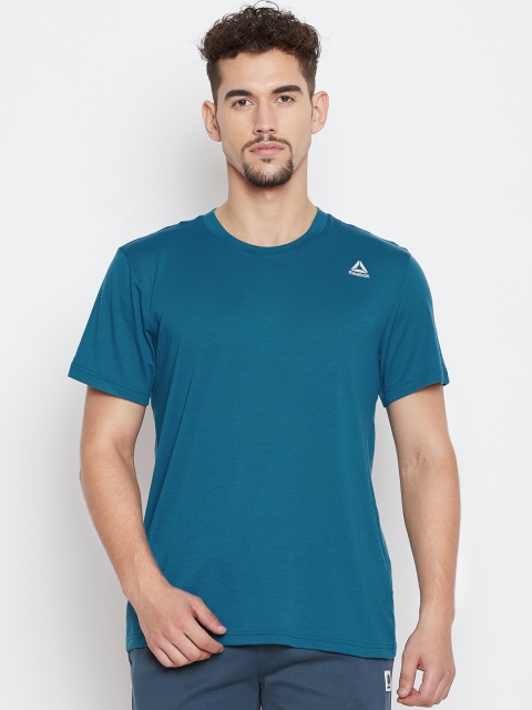 

Reebok Men Blue Solid Round Neck Hustle T-shirt