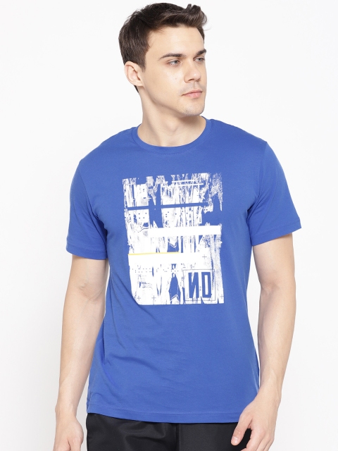 

Reebok Men Blue Printed Slim Fit No-To-No Training T-shirt