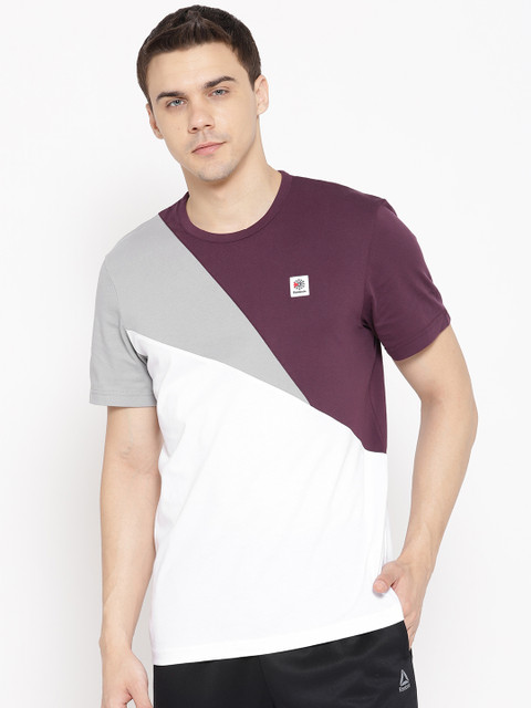 

Reebok Classic Men Off-White & Grey Colourblocked Classics Advanced T-Shirt