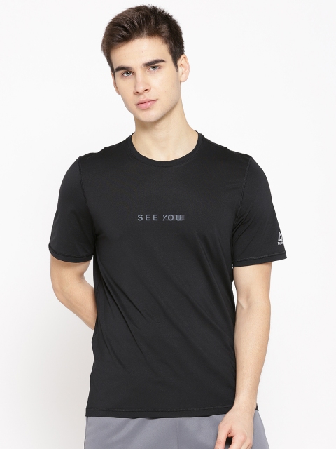 

Reebok Men Black Solid Elevated Running T-Shirt