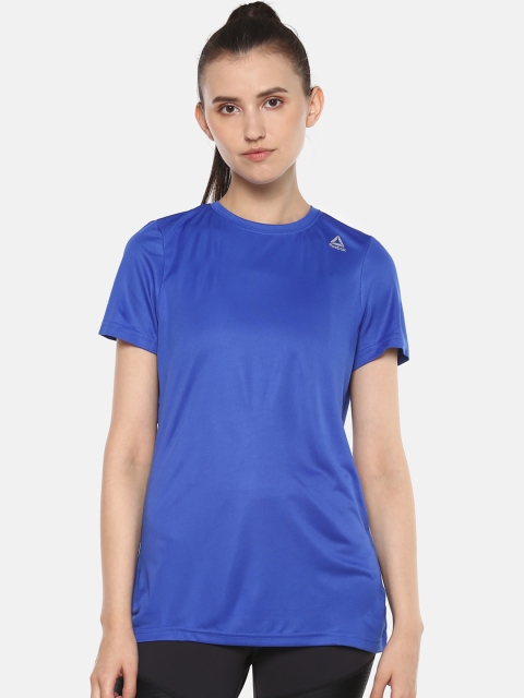 

Reebok Women Blue Solid Foundation Poly Round Neck Training T-shirt