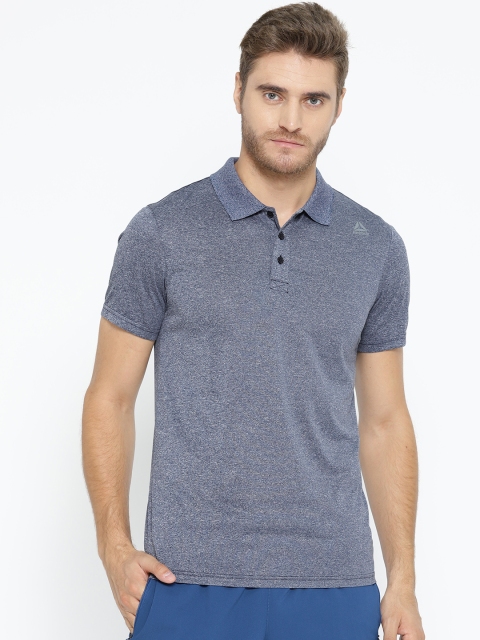 

Reebok Men Blue Solid GRN Polo Collar Training T-shirt
