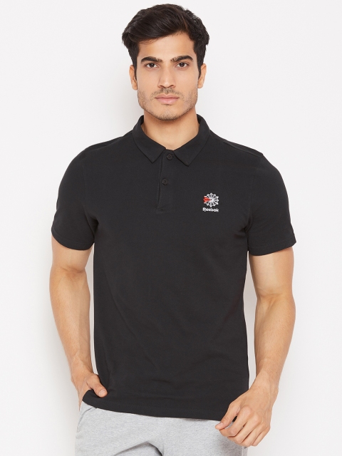 

Reebok Classic Men Black Solid AC F Polo Collar T-Shirt