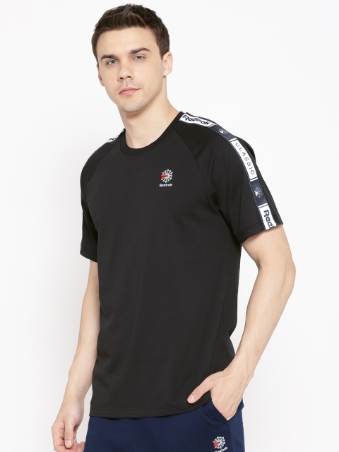 

Reebok Classic Men Black Solid CL Taped T-shirt