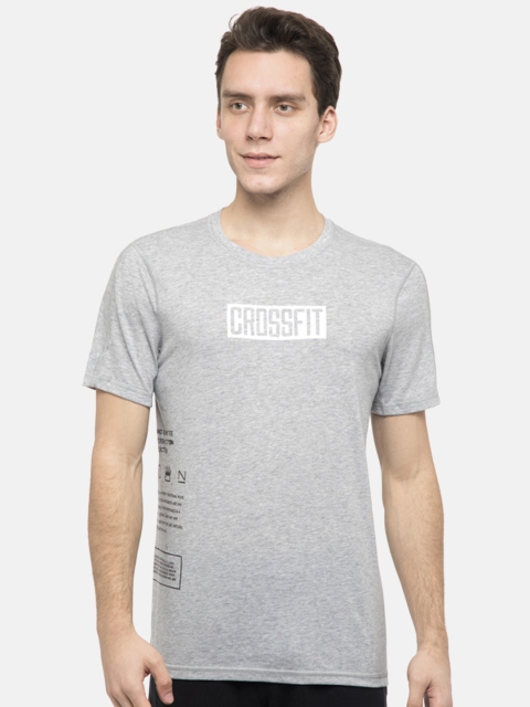

Reebok Men Grey Melange Printed RC MOVE CrossFit Round Neck T-shirt