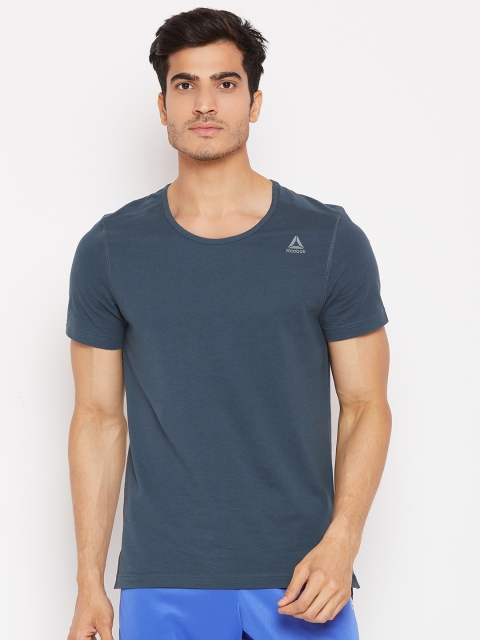 

Reebok Men Teal Blue Combat Perforated Cotton T-shirt