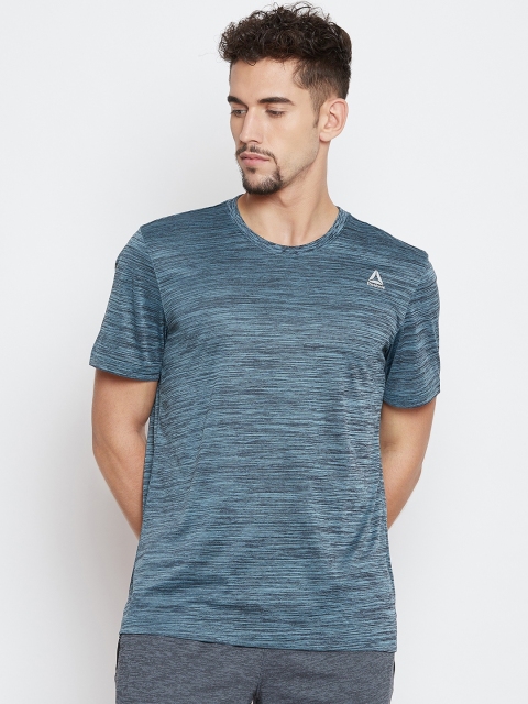 

Reebok Men Blue Grindle Effect Training T-shirt