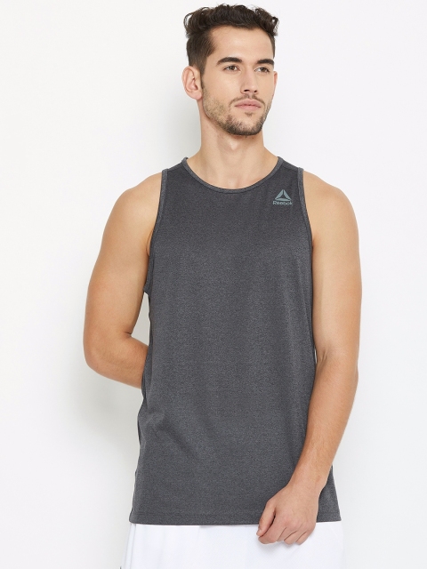 

Reebok Men Grey Melange US Melange Sleeveless T-shirt, Black