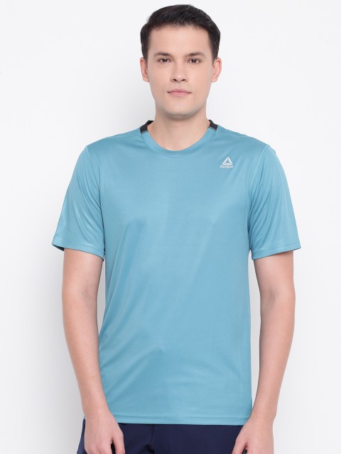 

Reebok Men Teal Blue Solid Tech Poly T-shirt
