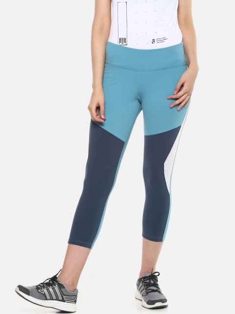 

Reebok Women Blue Colourblocked OS Lux 3/4th Performance Tights