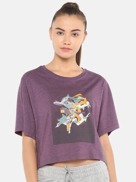 

Reebok Women Purple Printed Dance Crop Top