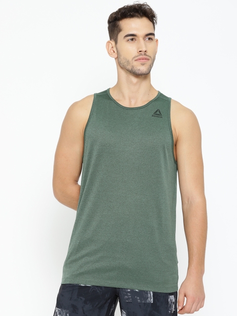 

Reebok Men Olive Green US Melange Sleeveless T-shirt