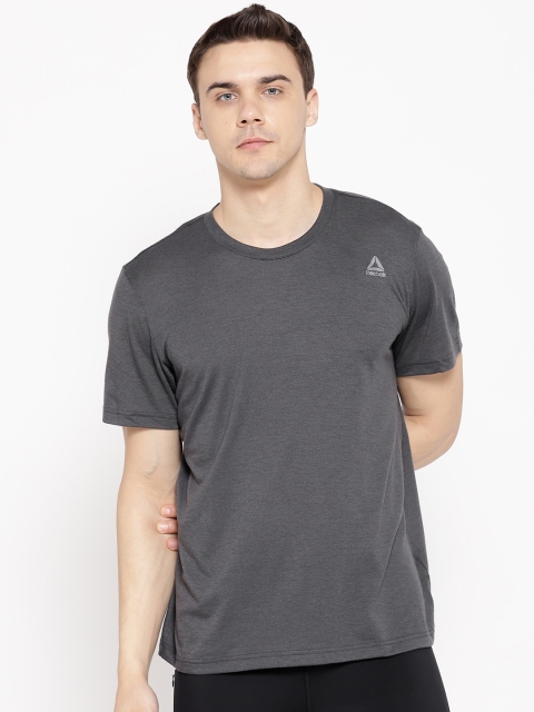 

Reebok Men Charcoal Grey Solid Hustle Training T-Shirt