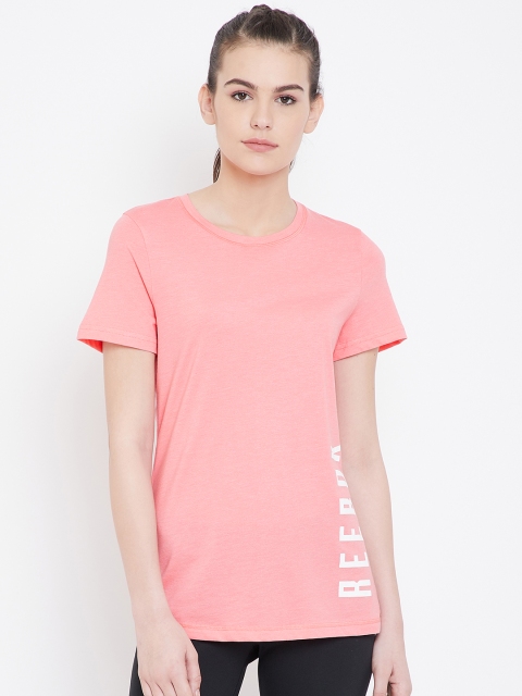 

Reebok Women Pink Solid Workout Graphic T-shirt